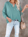 Buttoned Drop Shoulder Top - Trendsi