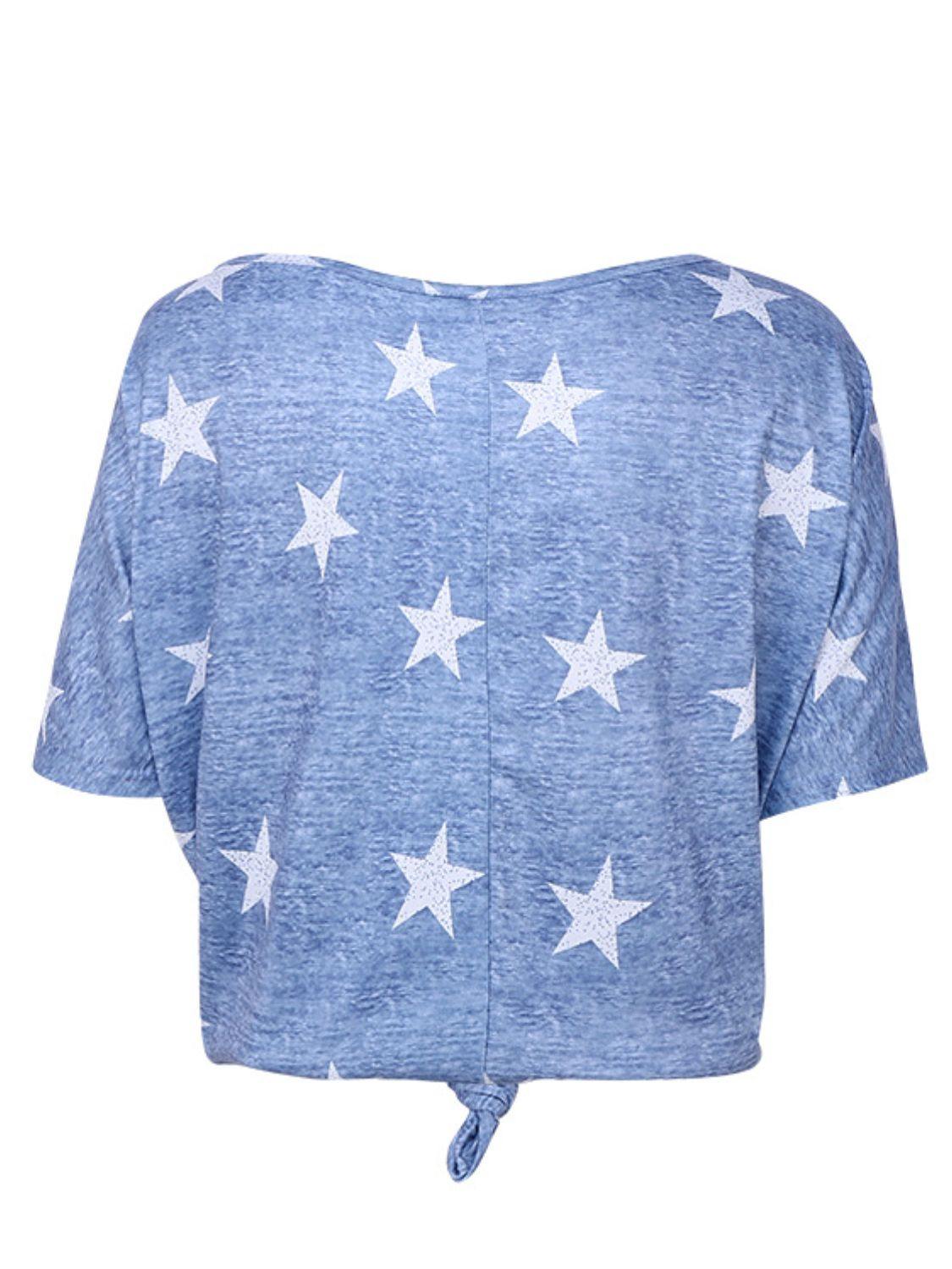 Star Print Short Sleeve T-Shirt - Flyclothing LLC