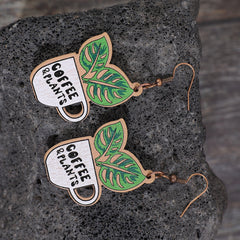 Wooden Alloy Dangle Earrings - Flyclothing LLC