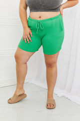 Blumin Apparel Too Good Full Size Ribbed Shorts in Green - Flyclothing LLC