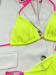 Ribbed Tie Back Bikini Set - Flyclothing LLC