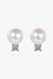 Moissanite Pearl Stud Earrings - Flyclothing LLC