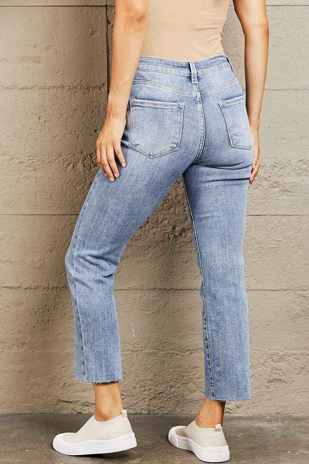 BAYEAS Mid Rise Cropped Slim Jeans - Trendsi