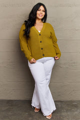 Zenana Kiss Me Tonight Full Size Button Down Cardigan in Chartreuse - Flyclothing LLC