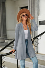 Long Sleeve Open Front Cardigan - Flyclothing LLC