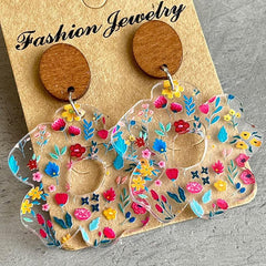 Flower Shape Acrylic Dangle Earrings - Flyclothing LLC