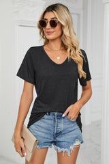 Short Sleeve V-Neck Tee Shirt - Flyclothing LLC