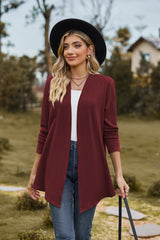 Open Front Long Sleeve Cardigan - Flyclothing LLC