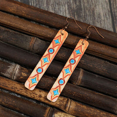 Geometric Leather Bar Earrings - Flyclothing LLC