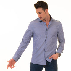 Gravity Homme Men's Long Sleeve Button Down / Prato Stripe S7 - Flyclothing LLC