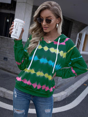 Tie Dye Raglan Sleeve Hoodie - Trendsi