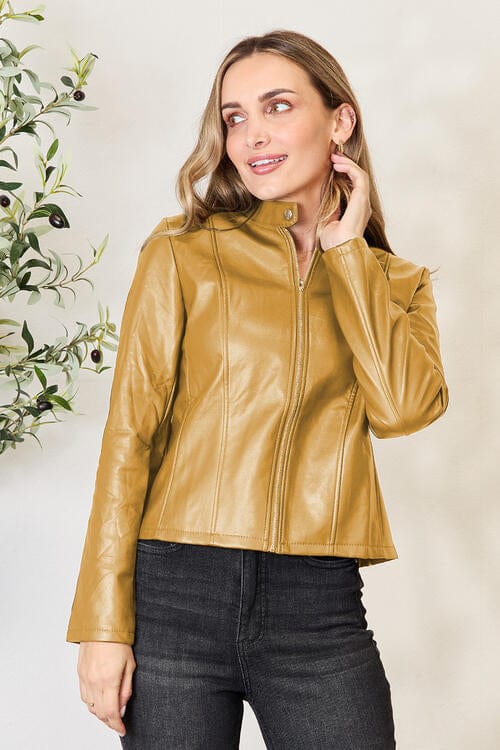 Mock Neck Zip Up Jacket - Flyclothing LLC