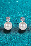 Moissanite Pearl Stud Earrings - Flyclothing LLC