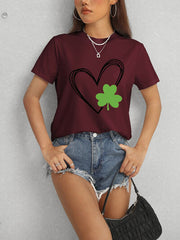 Heart Lucky Clover Short Sleeve T-Shirt - Flyclothing LLC