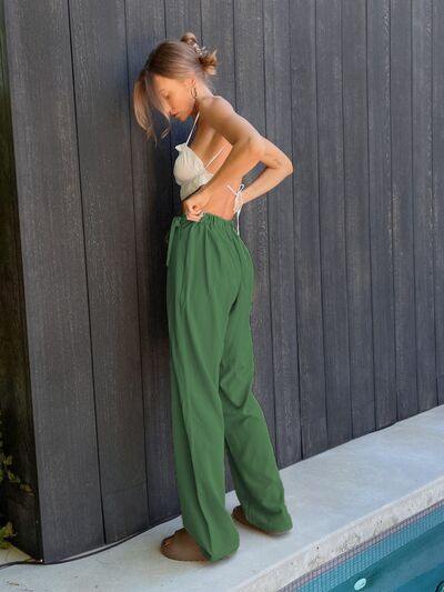 Tied High Waist Wide Leg Pants - Flyclothing LLC