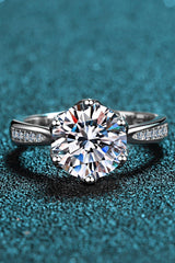 3 Carat Moissanite Rhodium-Plated Side Stone Ring - Flyclothing LLC