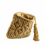 Macrame Clutch with Tassel, Tan - Beaurer Creations