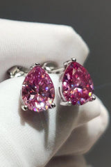 2 Carat Teardrop Moissanite Platinum-Plated Stud Earrings - Trendsi