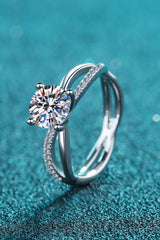 1 Carat Moissanite Crisscross Split Shank Ring - Flyclothing LLC