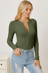 Zip Up Long Sleeve Bodysuit - Flyclothing LLC