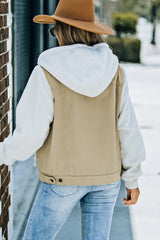 Two-Tone Spliced Denim Sherpa Hooded Jacket - Flyclothing LLC