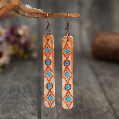 Geometric Leather Bar Earrings - Flyclothing LLC