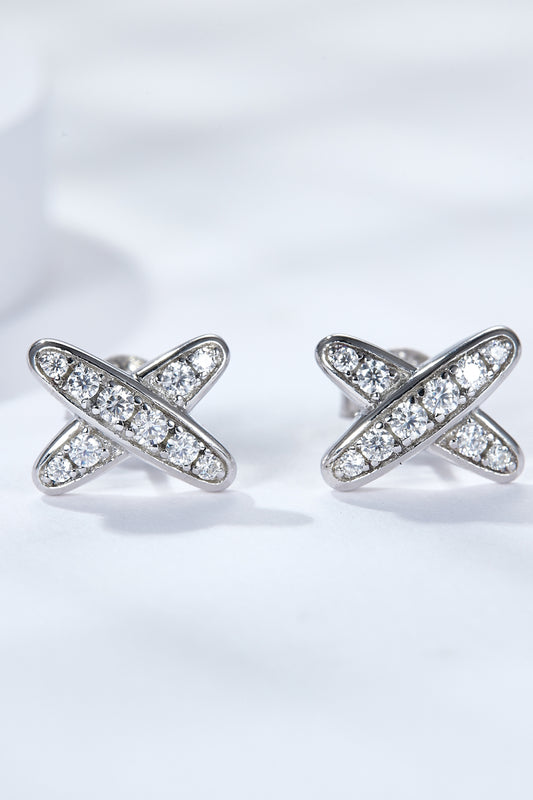 925 Sterling Silver X-Shape Moissanite Earrings - Flyclothing LLC