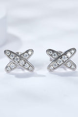 925 Sterling Silver X-Shape Moissanite Earrings - Trendsi