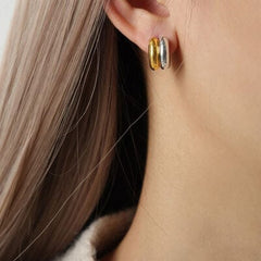 18K Gold-Plated C-Hoop Earrings - Trendsi