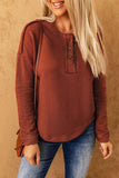 Exposed Seams Round Neck Long Sleeve Blouse - Trendsi