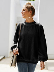 Mock Neck Dropped Shoulder Sweatshirt - Trendsi