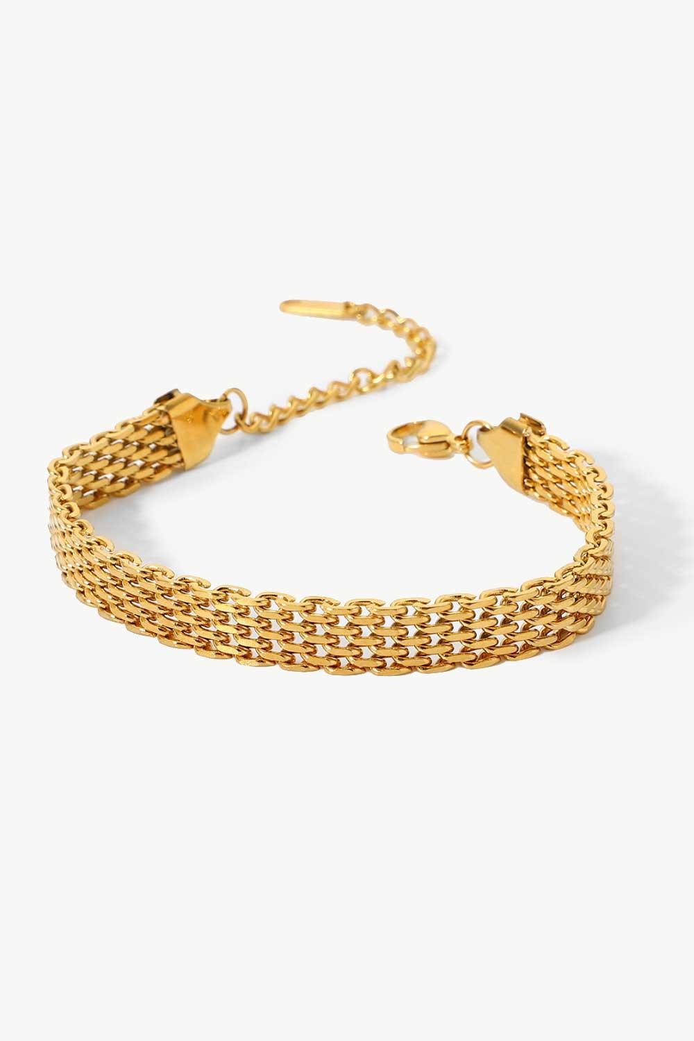 18K Gold-Plated Wide Chain Bracelet - Flyclothing LLC