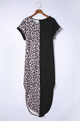 Leopard Color Block Split Dress - Flyclothing LLC