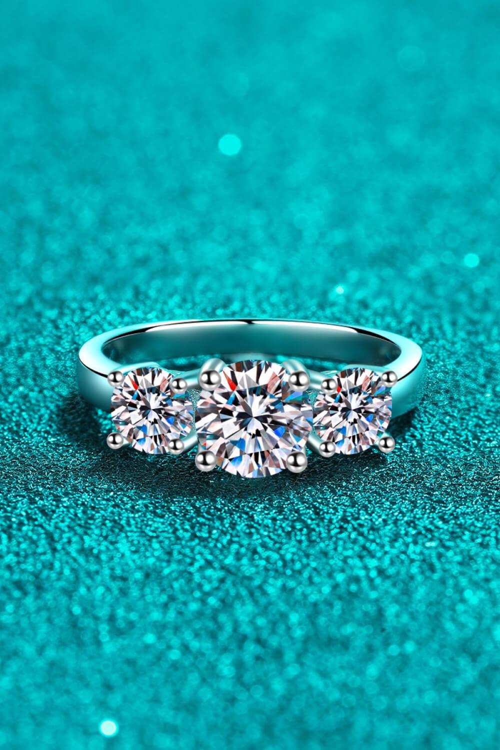 Stylish 925 Sterling Silver Moissanite Ring - Flyclothing LLC