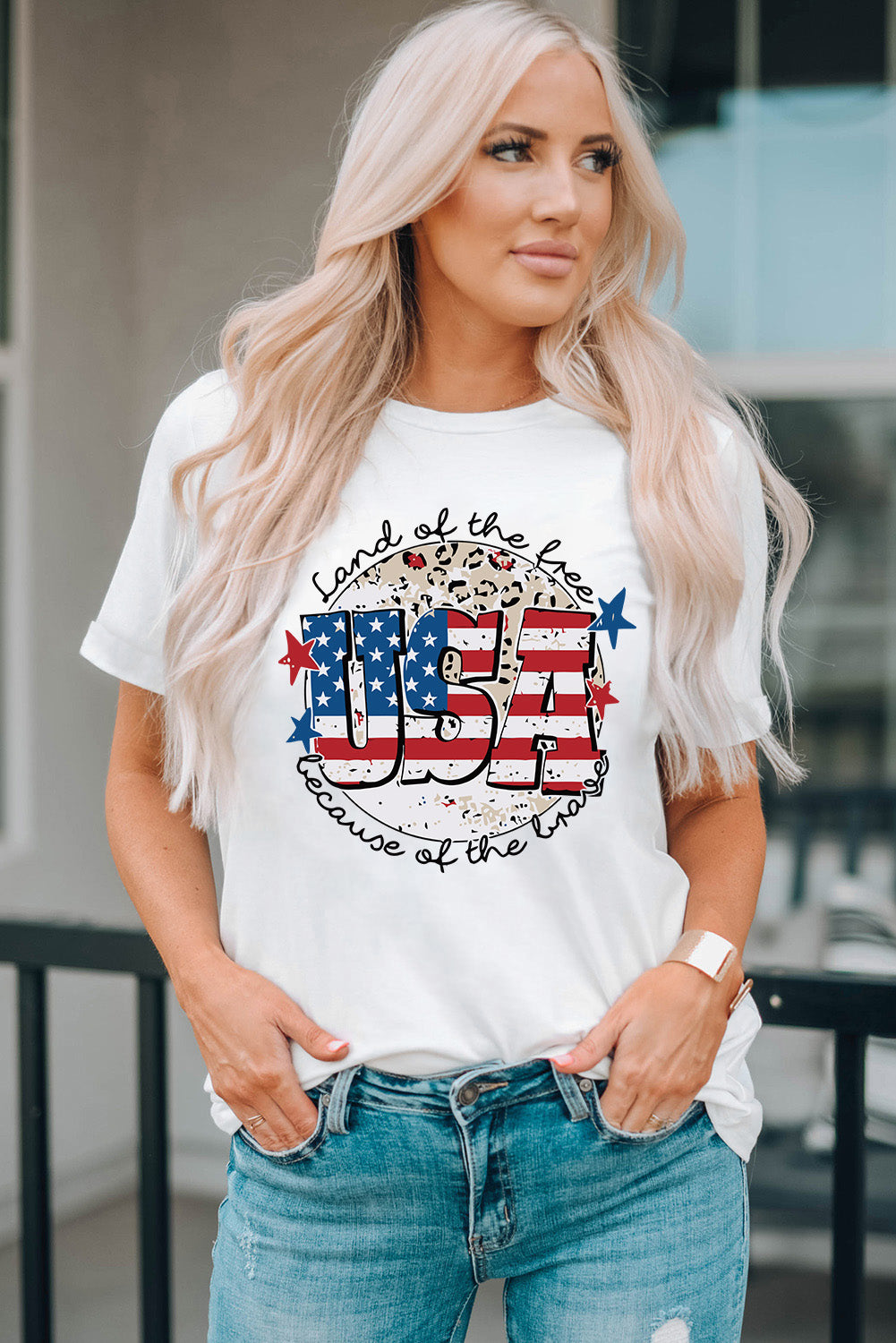 USA Graphic Round Neck Tee - Flyclothing LLC