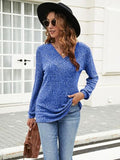 Ribbed Surplice Long Sleeve T-Shirt - Flyclothing LLC