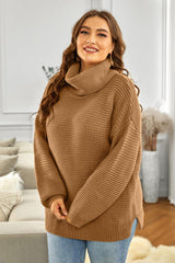 Horizontal Ribbing Turtleneck Sweater - Trendsi