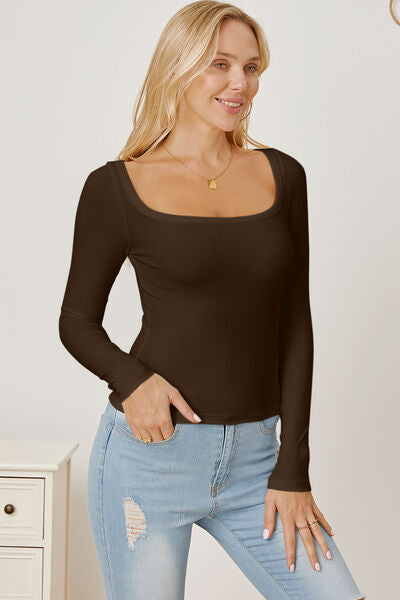 Square Neck Long Sleeve T-Shirt - Flyclothing LLC