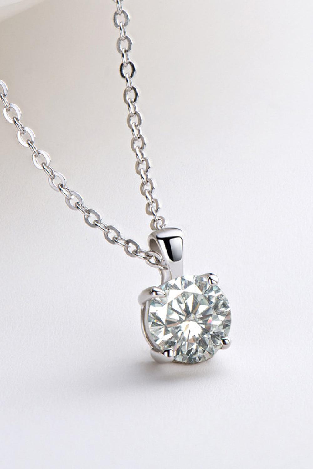 925 Sterling Silver 1 Carat Moissanite Chain-Link Necklace - Flyclothing LLC