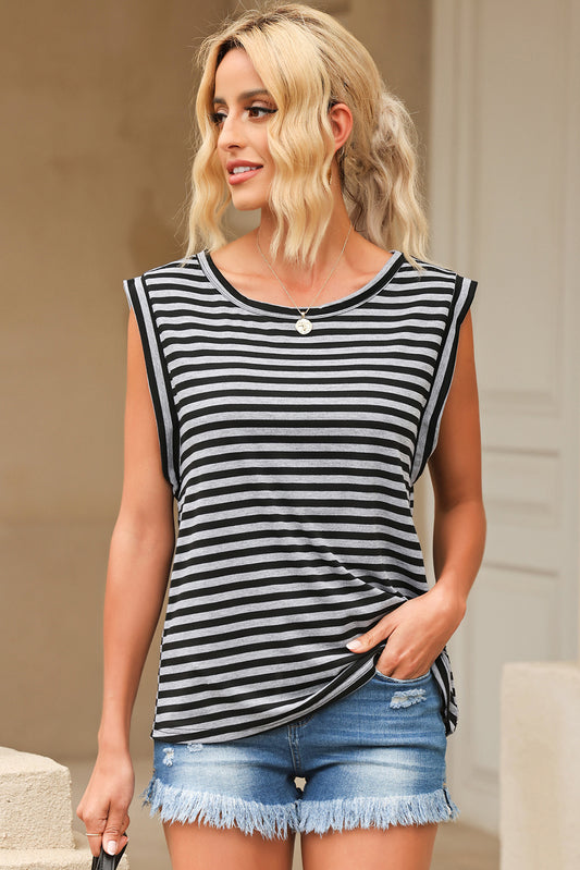 Striped Boat Neck Tank - Flyclothing LLC