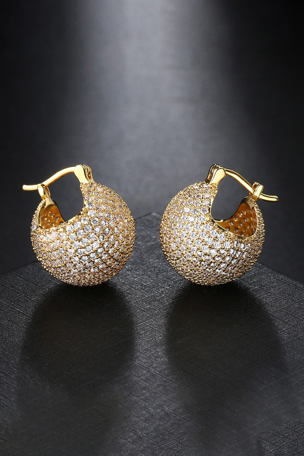 Inlaid Cubic Zirconia Brass Earrings - Flyclothing LLC