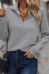 Plus Size Quarter Zip Long Sleeve T-Shirt - Flyclothing LLC