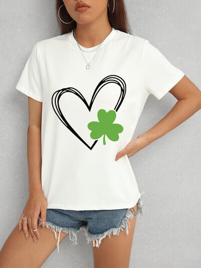 Heart Lucky Clover Short Sleeve T-Shirt - Flyclothing LLC