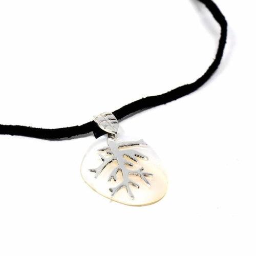 Pendant, Silver Branches on Mother of Pearl - Flyclothing LLC