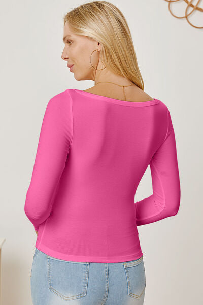 Square Neck Long Sleeve T-Shirt - Flyclothing LLC