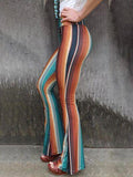 High Waist Striped Bootcut Pants - Flyclothing LLC