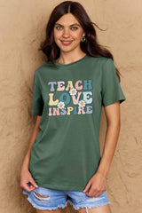 Simply Love Full Size TEACH LOVE INSPIRE Graphic Cotton T-Shirt - Flyclothing LLC