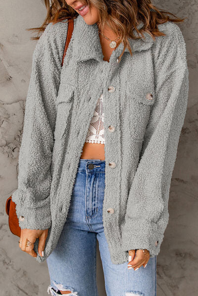 Fuzzy button best sale up jacket