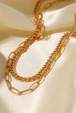 18K Gold Plated Layered Chain Necklace - Trendsi