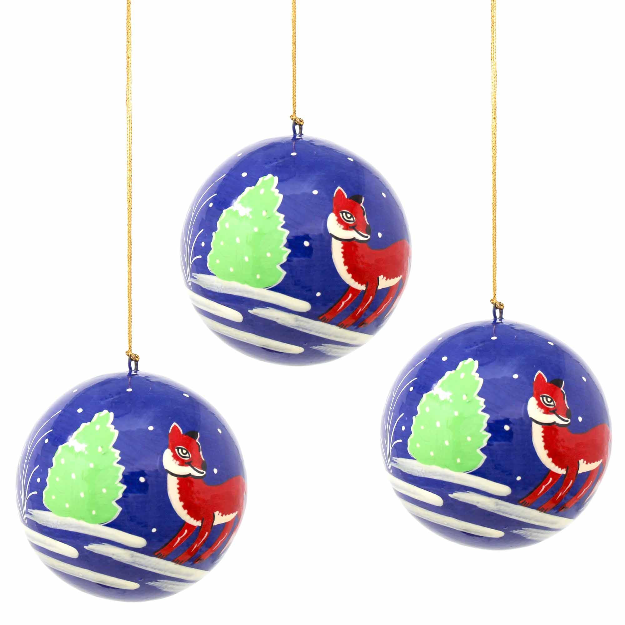 Handpainted Ornament Fox - Pack of 3 - Flyclothing LLC